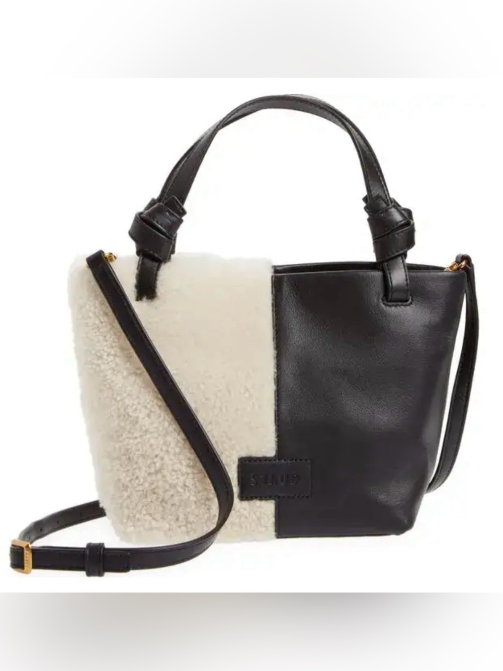 The STAUD Ida Mini Shearling & Leather Tote Bag